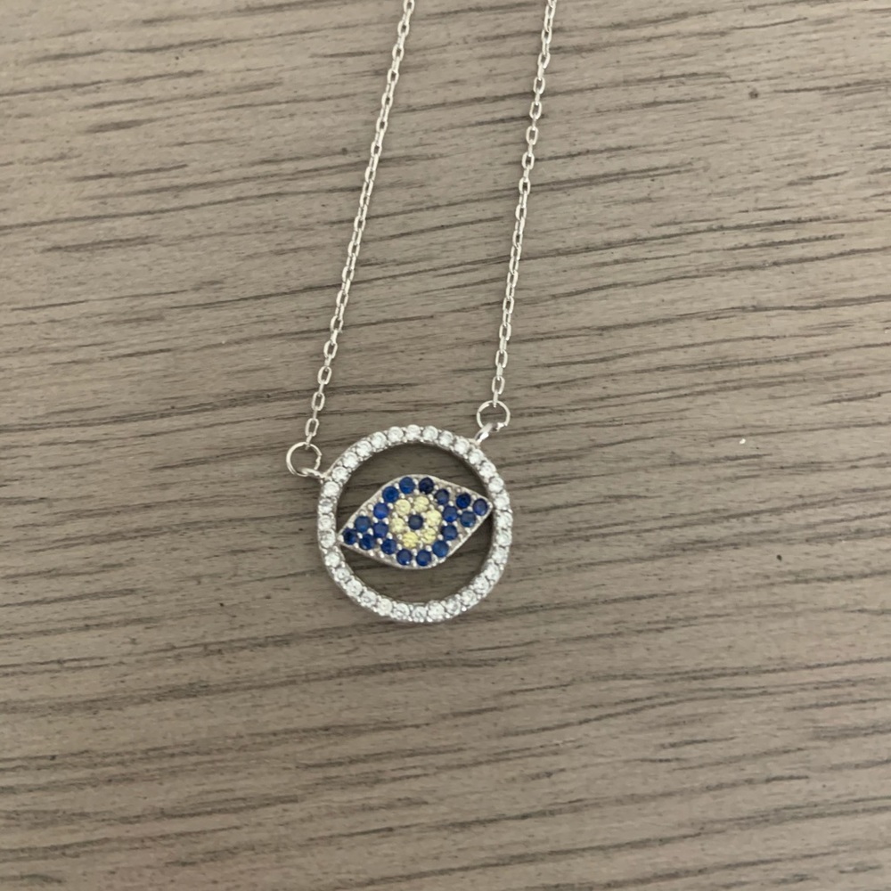 Sterling silver and blue evil eye necklace